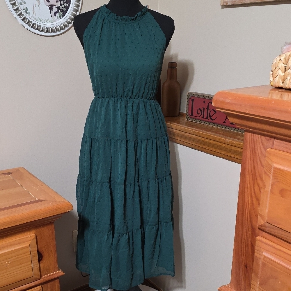Grace Karin Teal Green Tiered Halter Maxi Dress for Girls